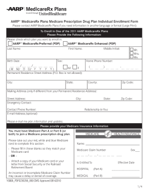 AARP MedicareRx Plans Enrollment Form