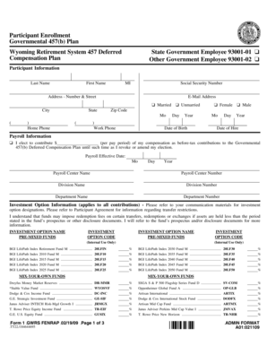 Wyoming Governmental 457(b) Plan Enrollment Form