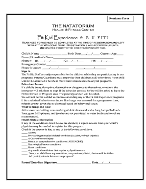 Fit Kid Experience Readiness Form