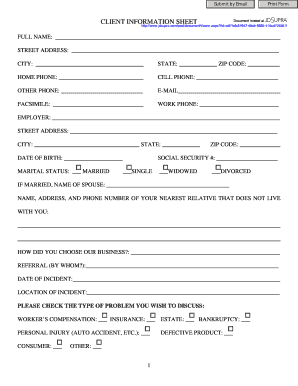 Client Information Sheet for Legal Consultation