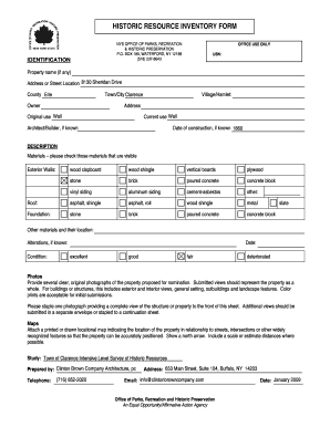 Historic Resource Inventory Form