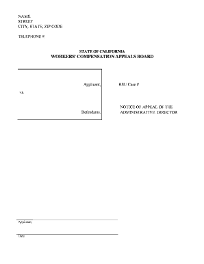 California Workers' Compensation Appeal Notice