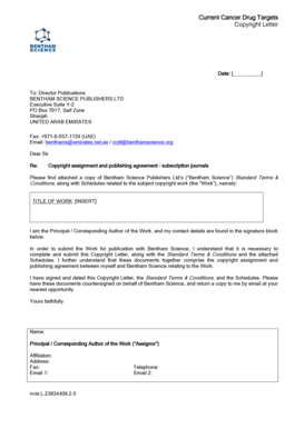 Current Cancer Drug Targets Copyright Letter