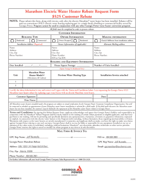 Georgia Power Marathon Electric Water Heater Rebate Form