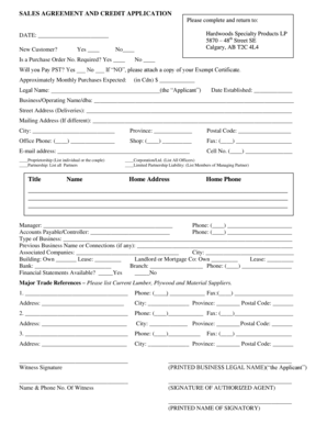 Sales Agreement and Credit Application