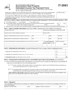 New York Nonresident Real Property Estimated Income Tax Form IT-2663