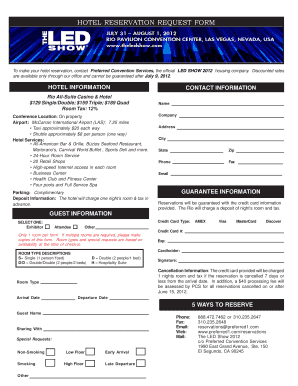 Hotel Reservation Request Form
