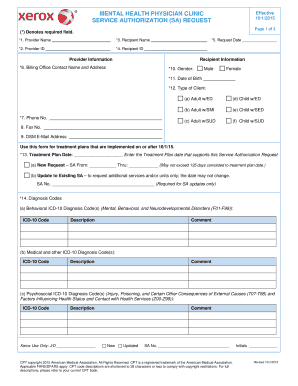 Mental Health Service Authorization Request