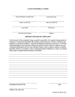 California Workers' Compensation Audit Complaint Form