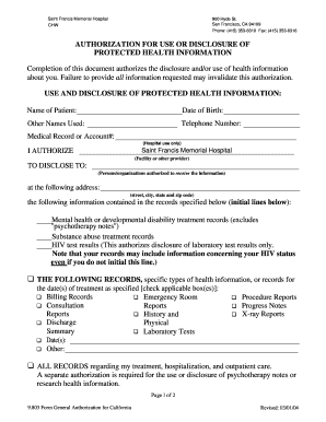 California HIPAA Authorization Form