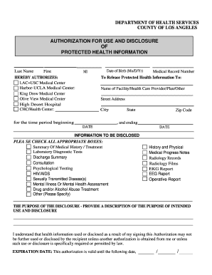 Authorization for Use and Disclosure of Protected Health Information
