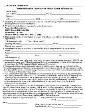 Authorization for Disclosure of Patient Health Information