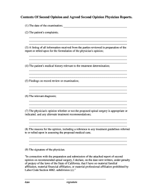 Second Opinion Physician Report