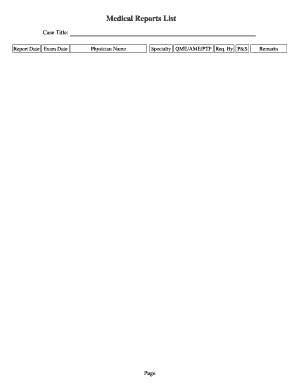 Medical Report List