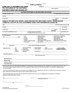 California DFEH Discrimination Complaint Form