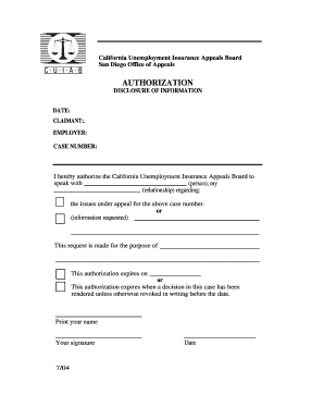 California Unemployment Insurance Appeals Board Authorization