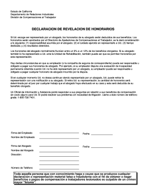 DECLARACION DE REVELACION DE HONORARIOS