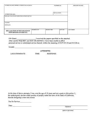 Declaration of Due Diligence