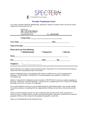 Provider Nomination Form