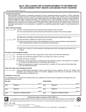 Lead-Based Paint Disclosure Form
