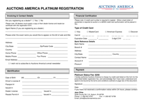 Auctions America Platinum Registration Form