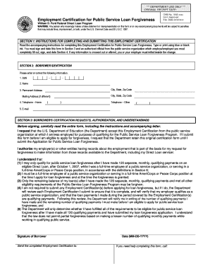 Employment Certification for Public Service Loan Forgiveness
