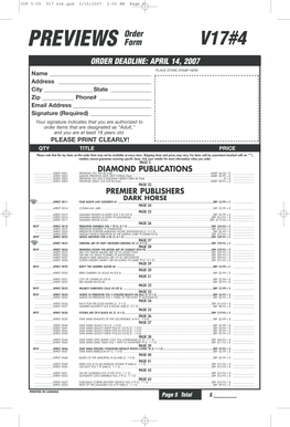 Comic Book Order Form