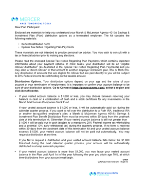 Marsh & McLennan Agency 401(k) Benefit Distribution Form