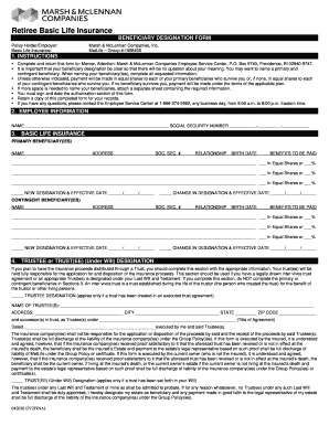 Retiree Basic Life Insurance Beneficiary Designation Form