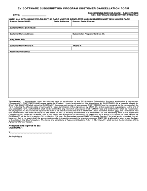 EV Software Subscription Cancellation Form