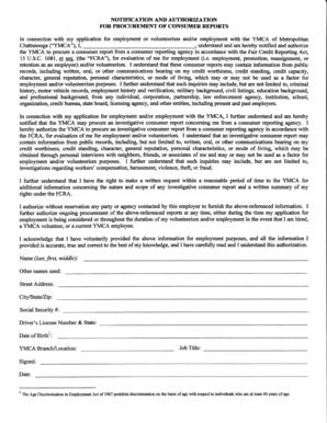 YMCA Employment Authorization Form