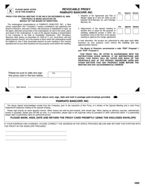 Pamrapo Bancorp Proxy Voting Form