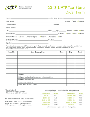 NATP Tax Store Order Form