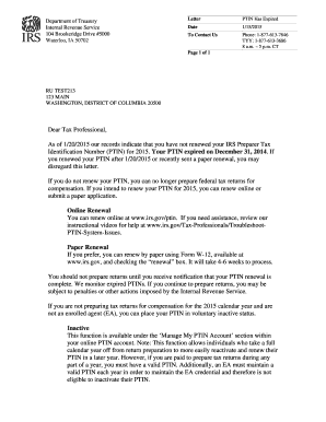 IRS PTIN Renewal Notice