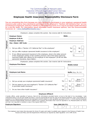 Massachusetts Employee Health Insurance Responsibility Disclosure Form