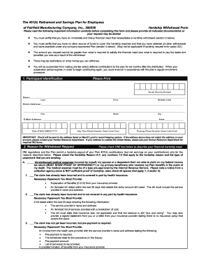 401(k) Hardship Withdrawal Form