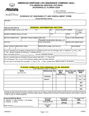 Group Voluntary Cancer Insurance Enrollment Form