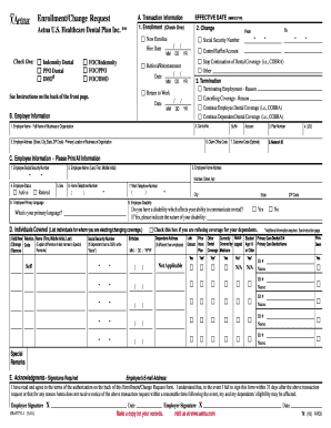 Aetna Dental Enrollment/Change Request Form