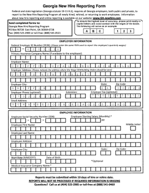 Georgia New Hire Reporting Form 0611