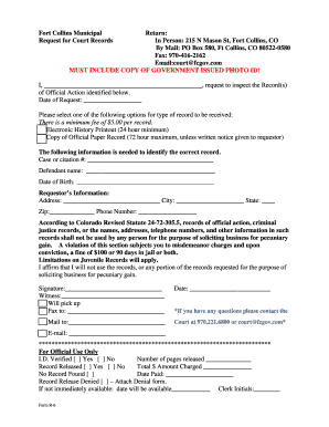 Request for Court Records Form