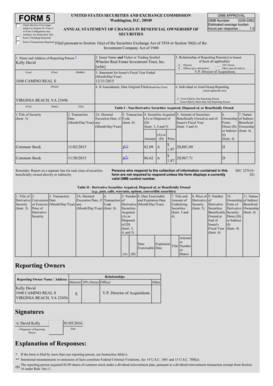Form 5 Annual Statement of Changes in Beneficial Ownership