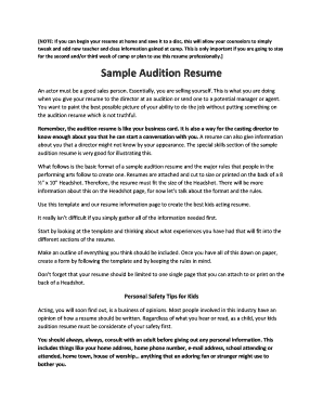 Sample Audition Resume