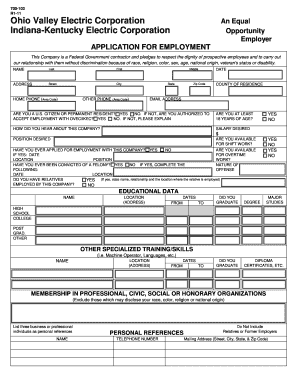 Ohio Valley Electric Corporation Employment Application