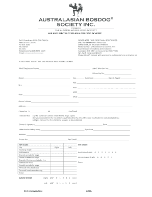 Hip and Elbow Dysplasia Grading Form