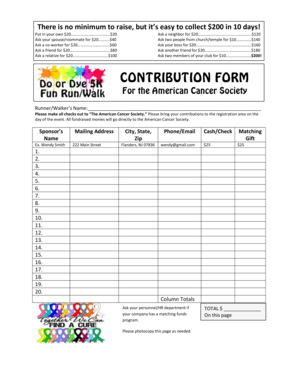 American Cancer Society Contribution Form