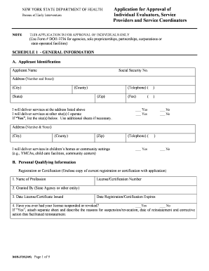 New York Early Intervention Individual Evaluator Application