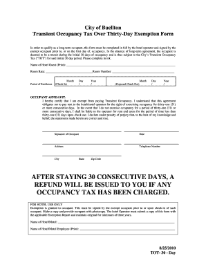 City of Buellton Transient Occupancy Tax Exemption Form