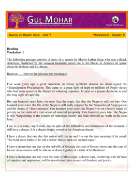 Owens vs. Master Race - Unit 7 Worksheet