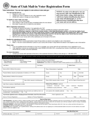 Utah Mail-in Voter Registration Form