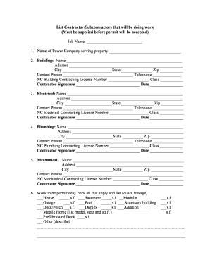North Carolina Building Permit Application